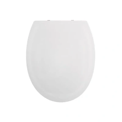 Imagen de Spirella Asiento de inodoro Duroplast con cierre automático y extraíble pulsando un botón para la limpieza, en color blanco, sistema Easy Fix Clip