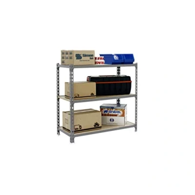 Imagen de Simon Rack Estanterias Metalicas, 900x1100x500 mm, 3 Baldas de Madera, 200 kg Punto Flexión, Almacenaje, Gris/Madera Maderclick