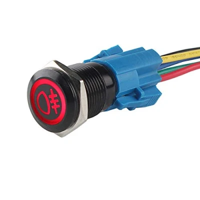 Imagen de ETOPARS Negra Concha 12V Coche Vehículo Rojo Luz LED Trasera Antineblina Botón de Metal Interruptor Palanca 19mm Enchufe