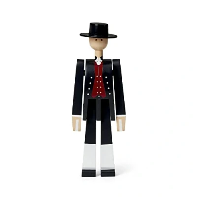Imagen de Kay Bojesen Norsk Bunad 39288 Figura de Hombre (Madera, 8 x 18 6 cm), Color Negro y Rojo