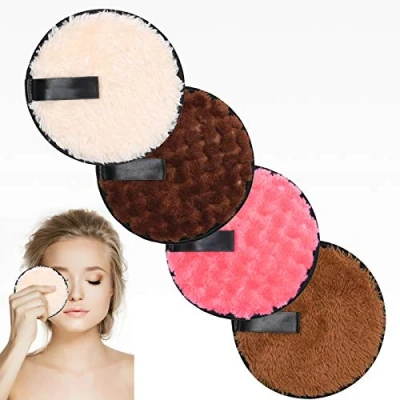 Imagen de URAQT Almohadillas Desmaquillantes, 4 Pack Discos Desmaquillantes Reutilizables, Toalla Desmaquillante Facial Microfibra Lavable, Maquillaje de Limpieza para Todo Tipo Pieles