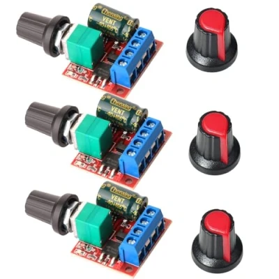 Imagen de Gebildet 3Piezas Mini DC Motor PWM Velocidad Controlador, 5V 35V 5A Interruptor Ajustable del Velocidad, 6V 12V 24V Regulador de Voltaje Variable con Indicador LED
