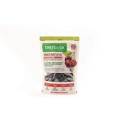 Imagen de CHEFS &amp; CO Cerezas Rojas Dulces Secas (sin hueso) Frutas 100% Naturales Sin Sulfitos, Gluten, Vegano Aditivos, Azúcares Añadidos, Certificado Kosher (Paquete de 1 x 750g)