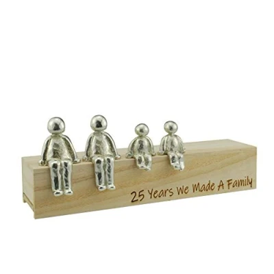 Imagen de Idea de 25 Aniversario Adorno Metal años Que hicimos una Familia Elige tu Caja combinación Familiar y el Grano Madera Pueden Variar (2 niños)
