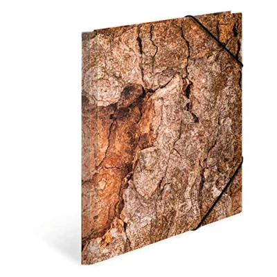 Imagen de HERMA 19776 carpeta A4 de madera natural, para niños con cierre esquinas cartón acabado háptico, impresión interior y goma elástica, estable niñas