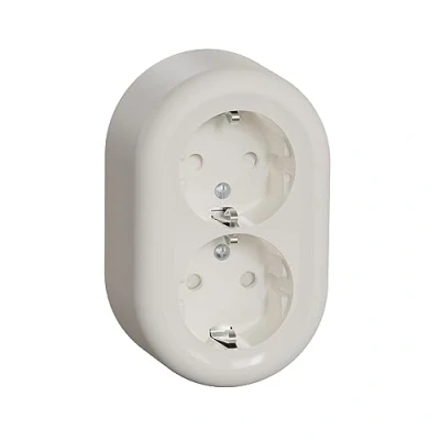 Imagen de Schneider Electric ELSO WDE015896 Enchufe de pared (2 enchufes, con protección contacto, superficie húmeda, redondo, Renova, 16 A 250 V CA)