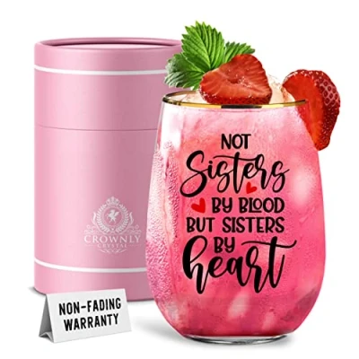 Imagen de CROWNLY CRYSTAL® Regalo Amiga Regalos Personalizados Copas De Vino Navidad Amigas Originales Cumpleaños Para Una Especial