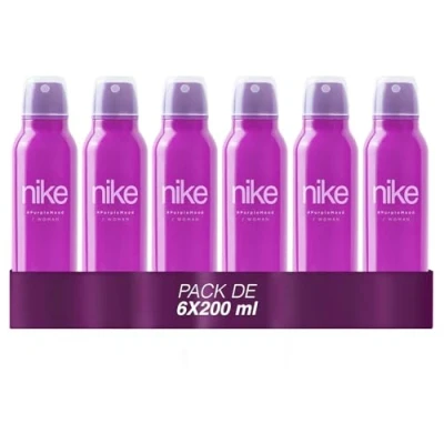 Imagen de NIKE Purple Mood, Desodorante Mujer Spray, Pack de 3 x 200 ml, Antimanchas para Todo Tipo Piel, 0% Sales Aluminio, Larga Duración, Fragancia Floral Gourmand