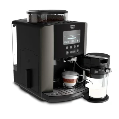 Imagen de Cafetera superautomática Krups EA819E Arabica Latte, 2 Tazas, 3 Temperaturas, Depósito Extraíble, Pantalla LCD, Negra