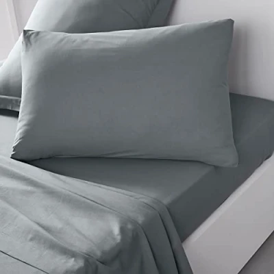 Imagen de TODAY Essential Juego de 2 Fundas Almohada 50 x 70 cm, 100% algodón Liso, Acero