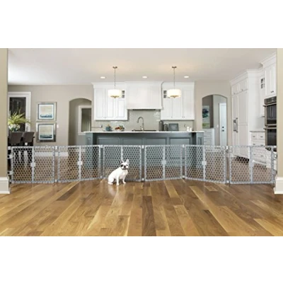Imagen de Carlson Pet Products 2 in 1 Plastic Pen &amp; Gate Puerta para Perros, Gris, Super Wide 192 W x 26&quot; H