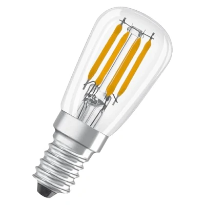 Imagen de OSRAM LED Lámpara especial en forma de lágrima, transparente, multicolor, 2,8 W, 250 lm, 2700 K para luz blanca cálida, casquillo E14, 26 mm diámetro, EEK F, regulable.