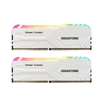 Imagen de 【DDR4 RAM】 Gigastone White RGB Game Turbo Memoria RAM Escritorio 32GB (2x16GB) DDR4 3200MHz PC4 25600 CL16 1.35V UDIMM 288 Pin sin búfer ECC para PC Computadora Módulo