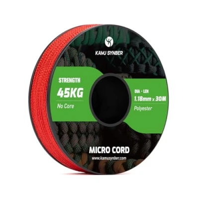 Imagen de Kamu Synber Micro Cuerda 1.18mm Paracord Cordón 30M Bobina para Bricolaje, Manualidades, Pulseras, Joyas Soporta 45kg Rojo