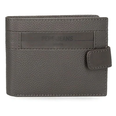 Imagen de Pepe Jeans Checkbox Cartera Horizontal con Cierre de Clic Gris 11x8,5x1 cms Piel