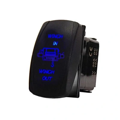 Imagen de Mintice Coche de 12V 20A LED Azul Luz Interruptor Palanca Basculante Momentáneo Botón Pulsador ON/OFF/ON 7Pin Winch In Out Light