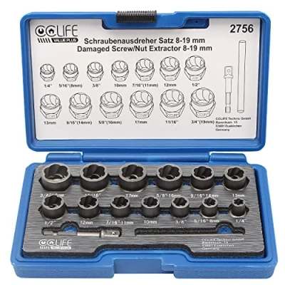 Imagen de CCLIFE 15 piezas Juego de extractor tuercas tornillos para extraer pernos dañados 8 19mm