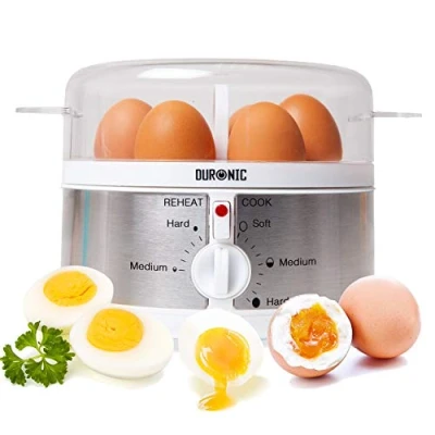 Imagen de Duronic EB35 WE Hervidor para huevos eléctrico Hasta 7 y Prepara 2 tipos a la vez Cocedor con termostato minutero duros mollet pasados por agua Cocina saludable
