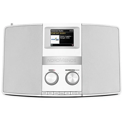 Imagen de Nordmende Transita 400, Radio por Internet DAB+, FM, WLAN, Bluetooth, NFC, pantalla a color, despertador, conexión para auriculares, 2 x 10 W, entrada auxiliar, Blanco