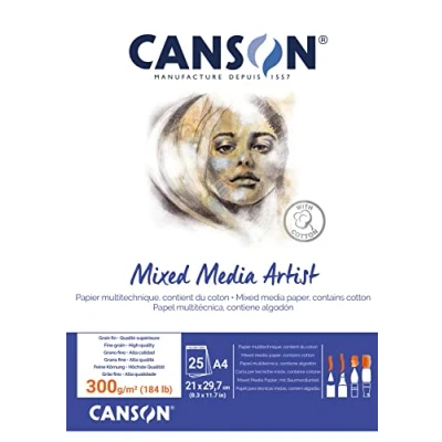 Imagen de Canson Mix Media Artist Bloc Encolado A4 25 hojas 10% Fino 300g
