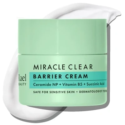 Imagen de Rael Face Moisturizer, Miracle Clear Barrier Cream Crema facial para pieles grasas y propensas al acné, ligera, con ácido succínico, vitamina B5 hidratante, vegana, libre de crueldad (53 ml, 1,8 oz)