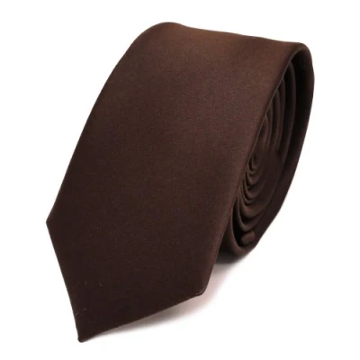 Imagen de TigerTie corbata estrecha marrón oscuro color chocolate monocromo 100% poliéster