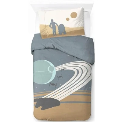 Imagen de Jay Franco Star Wars Juego de funda edredón para cama individual, 100% algodón, incluye almohada 50 x 70 cm