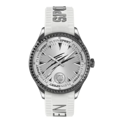 Imagen de Plein Sport Lineman Reloj analógico de cuarzo para hombre, Ip Gun/Blanco Ps5ba0224, Pulsera