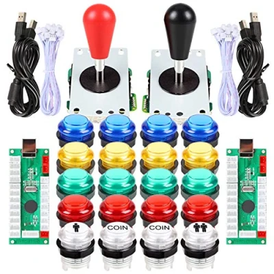 Imagen de EG STARTS 2 Piezas de Arcade LED para Jugadores DIY Codificador USB 2X Elipse Óvalo Joystick Estilo 20x Botones PC Sistema Windows Raspberry Pi MAME (Mixed Color Kit)