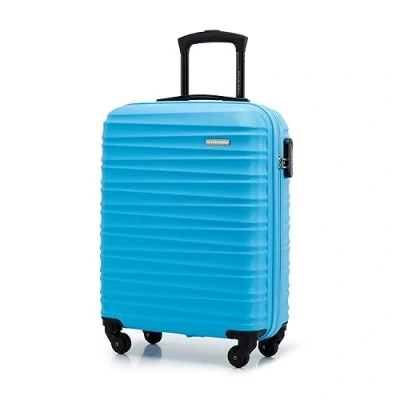 Imagen de WITTCHEN Maleta Equipaje de Mano Cabina pequeña Trolley ABS Carcasa rígida con 4 Ruedas giratorias Cerradura combinación asa telescópica Groove Line Azul