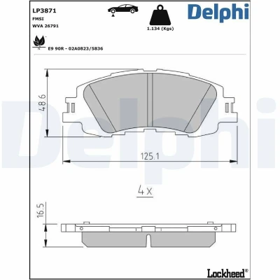 Imagen de DELPHI LP3871 Juego de pastillas freno no preparado para indicador desgaste sin chapa antichirridos accesorios TOYOTA: Yaris IV