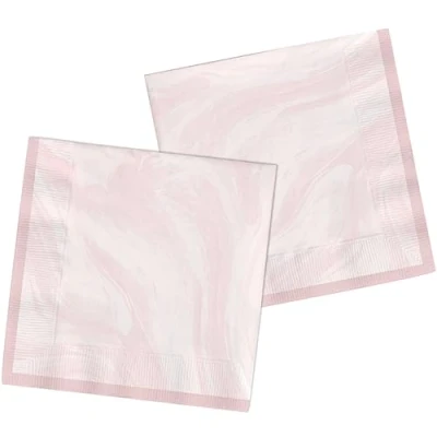 Imagen de Folat 61917 Vajilla de Fiesta Servilletas Ø 23cm 8 piezas Rosa Mármol papel para Cumpleanos, infantil, Despedida Soltera, Compromiso, Boda, Aniversario