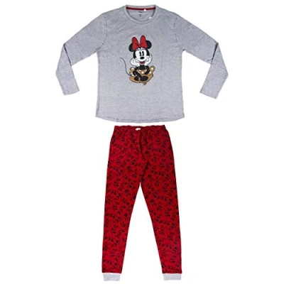 Imagen de ARTESANIA CERDA Largo Minnie Conjuntos de Pijama, Gris (Gris 13), S para Mujer