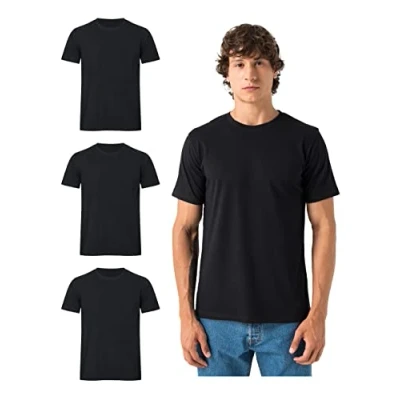 Imagen de Burnell &amp; Son Camiseta para hombre (3 unidades, 100% algodón, corte regular, básico, tallas grandes (S 5XL), 3 x negro, M