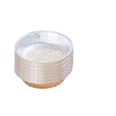 Imagen de DRYEN 50 moldes para tartas de papel aluminio, sartenes aluminio 9 pulgadas, recipientes desechables redondos con paredes en ángulo, duraderas