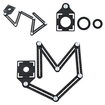 Imagen de TOPWAY Regla de Medición ángulos Herramienta Plantilla, Aleación Aluminio Plegable Multi Angulo Medidas para Constructor, Artesano, Carpintero, Arquitecto, Bricolaje 401022