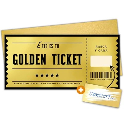 Imagen de Milijou Billete dorado para rascar Golden Ticket Regalo viaje sorpresa, Tarjeta de rascar, embarque personalizable, Cupón viaje, pareja romántico San Valentín