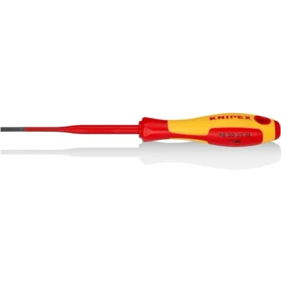 Imagen de Knipex Destornillador (Slim) para tornillos planos bruñido, mango aislante en dos componentes, según norma VDE 202 mm 98 20 35 SL