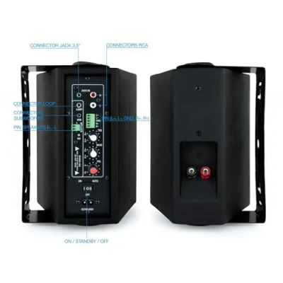Imagen de Los altavoces autoamplificados TQOWS 01B negros de pared son ideales para sistemas sonido domésticos o comerciales, ofreciendo una calidad audio superior y instalación sencilla.