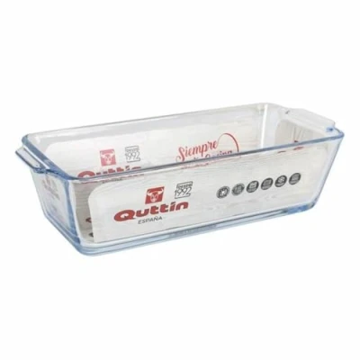 Imagen de Quttin Fuente de Vidrio para Cocina, Borosilicato Cristal, Rectangular, Microondas Horno Congelador y Lavavajillas, 23.1 x 10 6.1 cm 825 cc