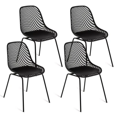 Imagen de IDMarket Juego de 4 sillas Maelys negras para comedor