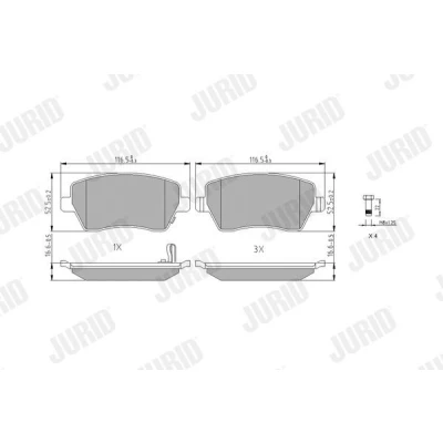 Imagen de JURID 573255J Juego de pastillas freno con avisador acústico desgaste accesorios SUZUKI: SWIFT 3, Splash, NISSAN: Note II Hatchback, MICRA 4