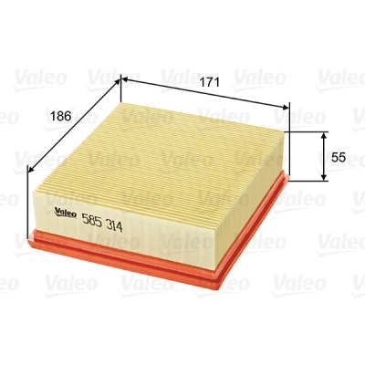 Imagen de VALEO 585314 Filtro de aire 55 171 186 Cartucho filtrante SUZUKI: SX4 I Hatchback, FIAT: Sedici