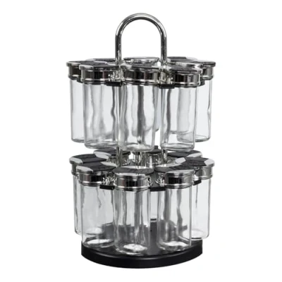 Imagen de JE CHERCHE UNE IDEE CMKB5669 ESPECIERO Giratorio 2 Pisos, Transparente y Negro, 19 cm