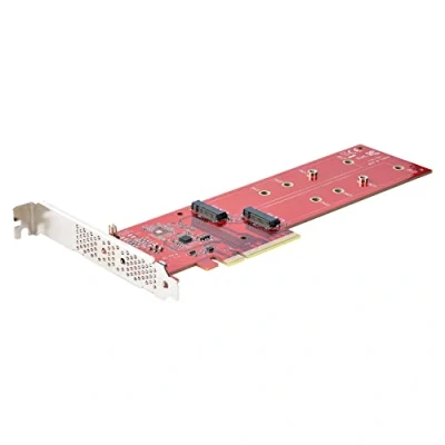 Imagen de StarTech.com Tarjeta PCIE Adaptadora para 2 SSDs M.2, PCI Express x8 o x16 a NVMe Doble M.2 AHCI, 4.0, 7,8Gbps por Unidad con Bifurcación Windows Linux (DUAL M2 CARD B)