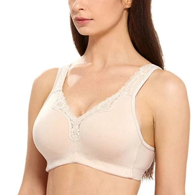 Imagen de DELIMIRA Sujetador de Copa Completa Algodón Sin Aros para Mujer Beige 120C