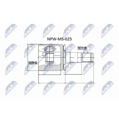 Imagen de NTY NPW MS 025 Junta Homocinética Eje delantero, izquierda, lado de engranaje MITSUBISHI: Pajero 2, Sport 1 SUV, L200 III Pick up
