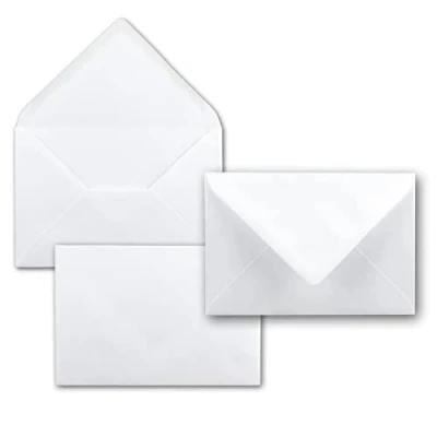 Imagen de Sobres blancos DIN B6, 125 x 185 mm, bordes engomados, 50 unidades, color blanco
