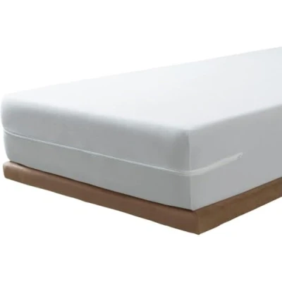 Imagen de Savel Funda de colchón elástica Algodón 90 x 190/200cm Protector con Cremallera Tejido Rizo 100% Algodon Muy Absorbente y Ajustable Protectora Blanco