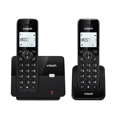 Imagen de VTech CS2001 Teléfono inalámbrico casa Duo, Fijo DECT con Refuerzo de Volumen, Manos Libres, Función Alarma y Silencio, Bloqueo del Teclado, Agenda 100 números, Modo Eco